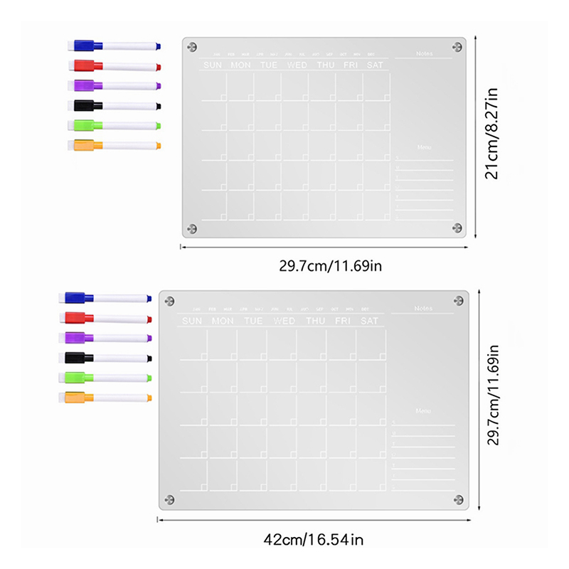 Dry Erase Weekly - Adesivo magnetico per frigorifero in acrilico