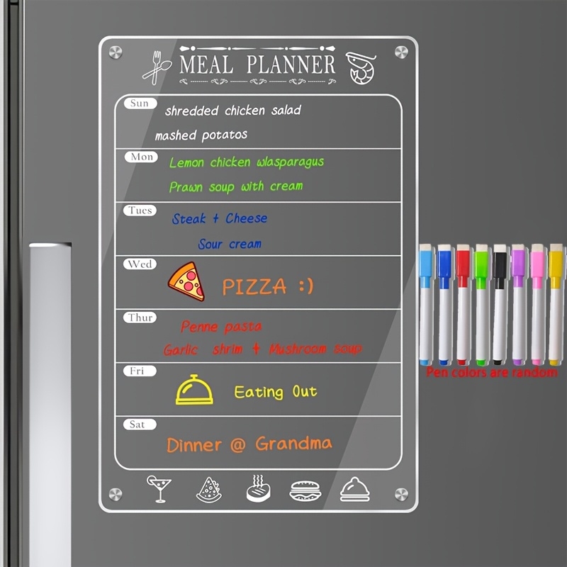 Dry Erase Weekly - Lavagna Menu in Acrilico per Cucina,