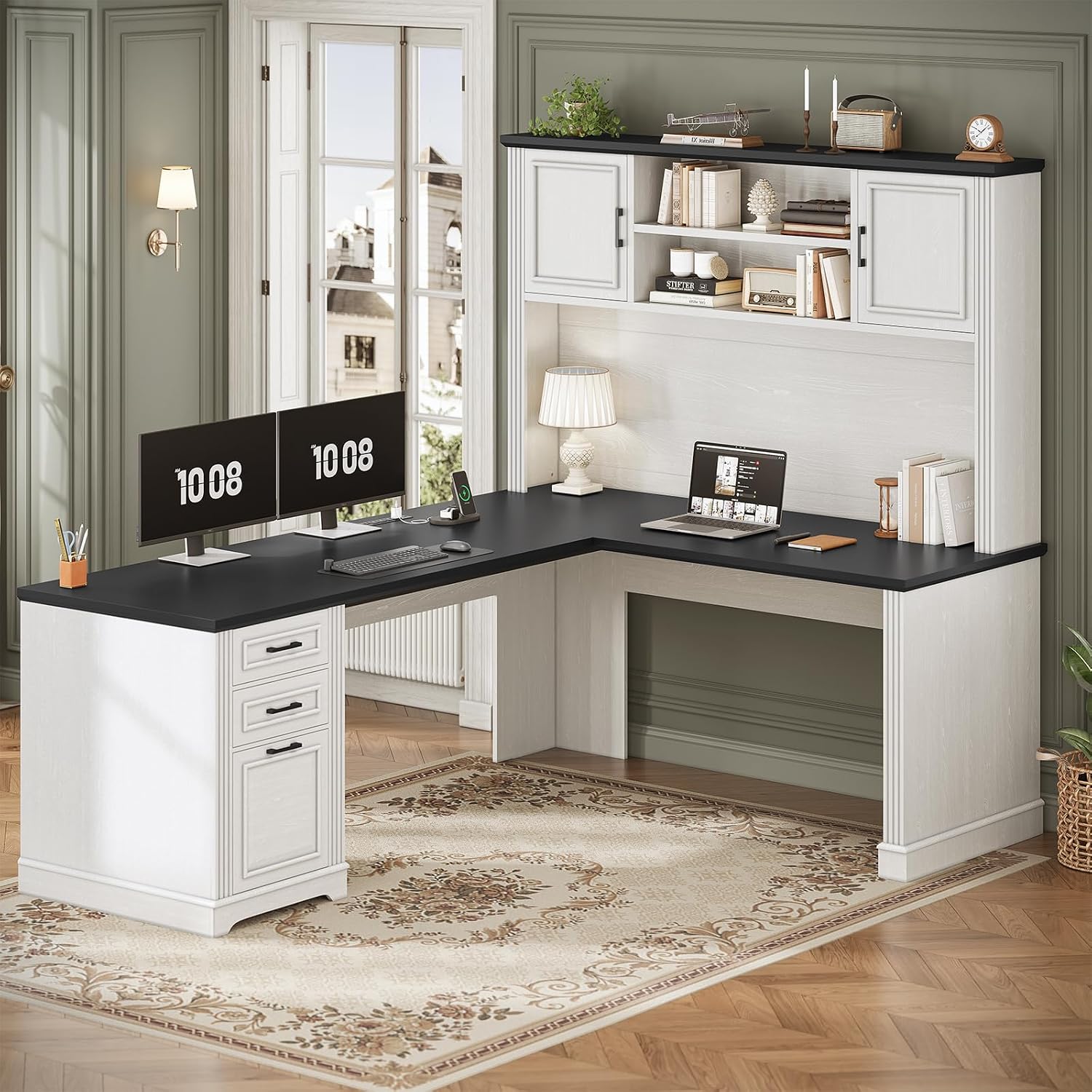 Office Furniture Outlet - Scrivania a L con ripiano superiore
